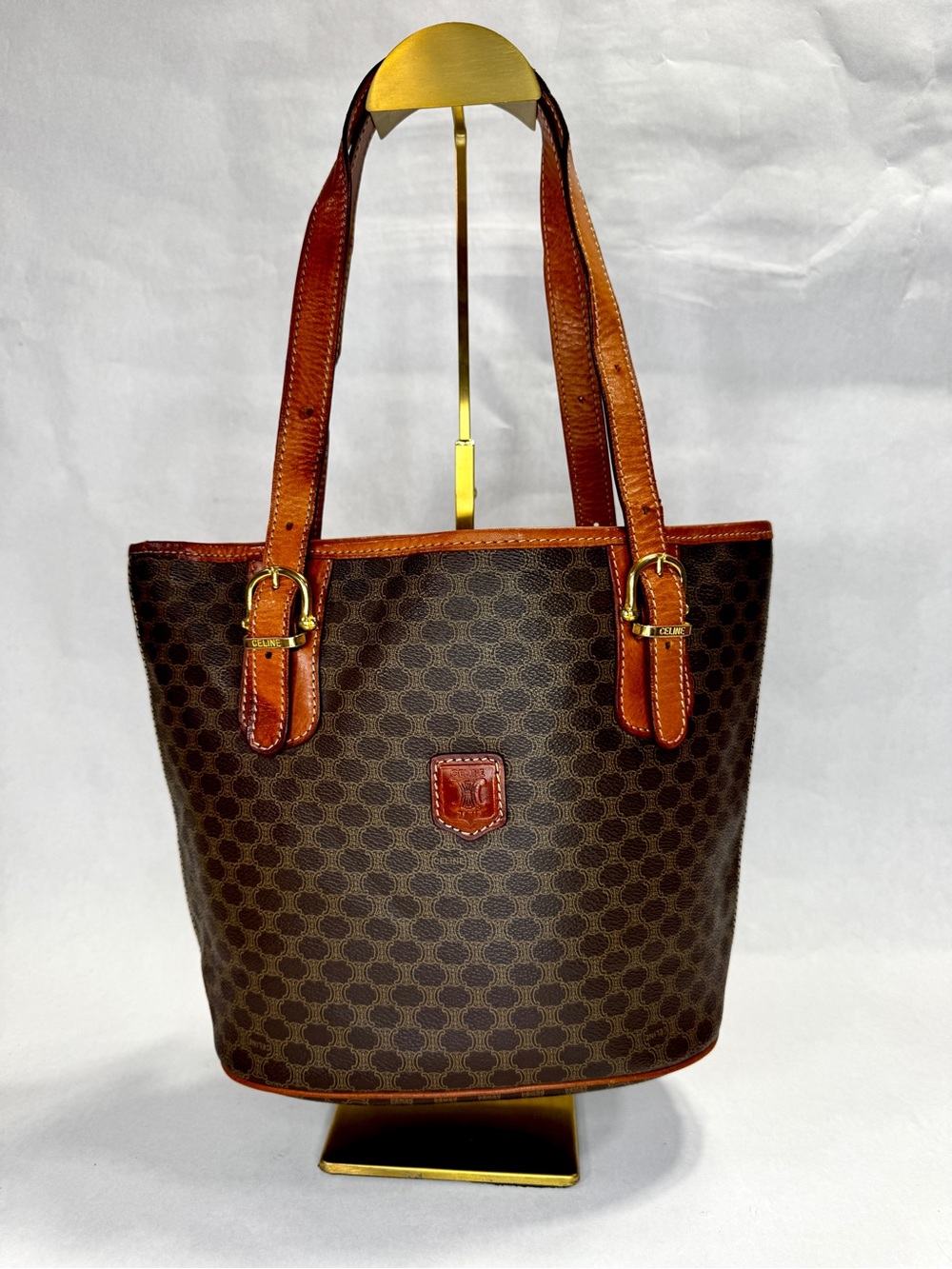 Vintage CELINE Macadam Triomphe Brown Tote Made in Italy